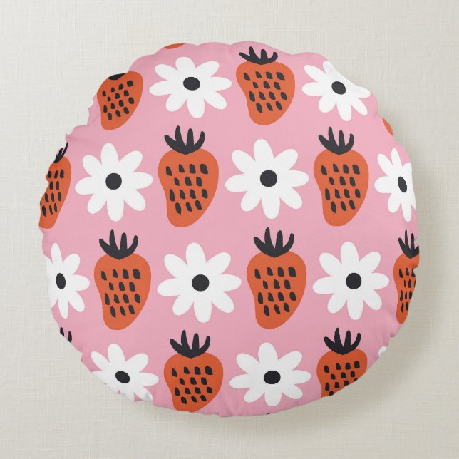 Cojín Redondo Lámparas coloridas abstractas de neón dorado. (Anverso)