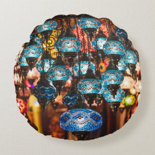 Cojín Redondo Lámparas turcas: arte de cristal de mosaico