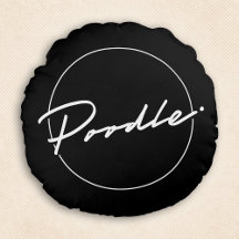 Lanzamiento Redondo Negro Elegante Letra Fancy Poo