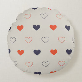 Cojín Redondo Large - Lovely hearts / orange cream dark