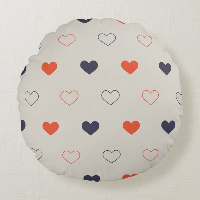 Cojín Redondo Large - Lovely hearts / orange cream dark (Anverso)