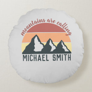 Cojín Redondo Las montañas de colores pastel son grises monocíri