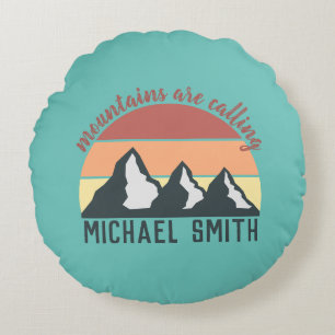 Cojín Redondo Las montañas de los pasteles de época llaman cielo