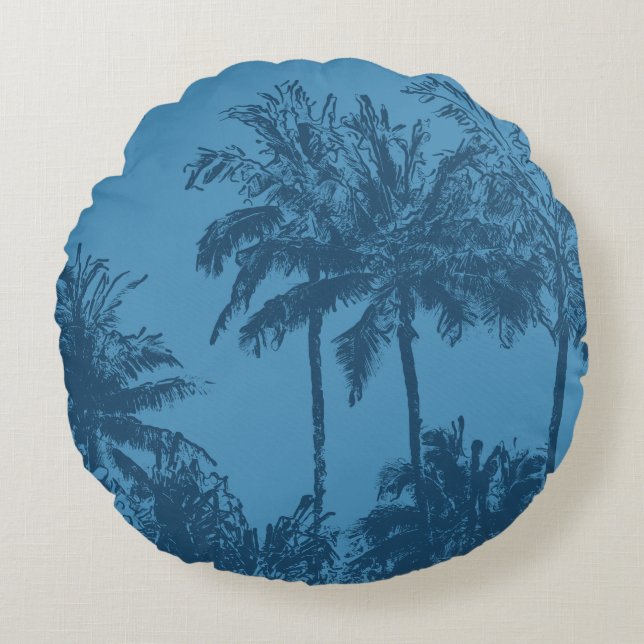 Cojín Redondo Las palmas de Makena Beach Hawaiian Sketchy Revers (Anverso)