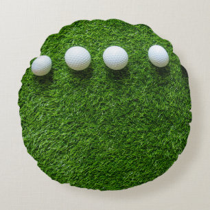 Cojín Redondo Las pelotas de golf están en hierba verde