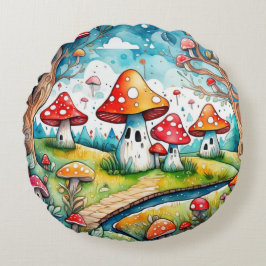 Cojín Redondo Las setas cortas dejan el diseño del núcleo de la 