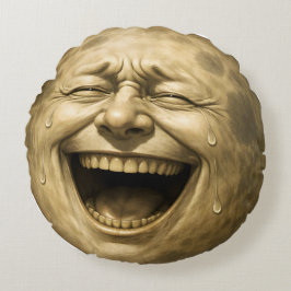 Cojín Redondo Laughing man in the moon, surreal fantasy throw pi