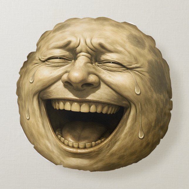 Cojín Redondo Laughing man in the moon, surreal fantasy throw pi (Anverso)