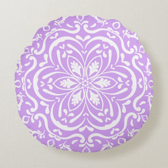Cojín Redondo Lavender Mandala (Anverso)