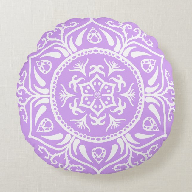 Cojín Redondo Lavender Mandala (Anverso)
