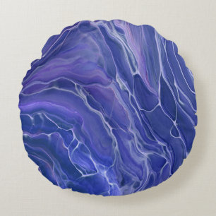 Cojín Redondo Lavender Marble azul Acrílico Resumen