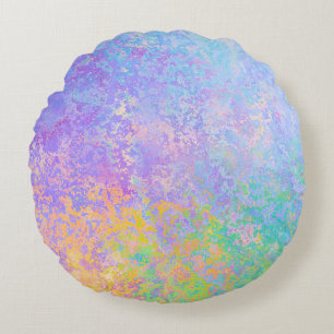 Cojín Redondo Lavender Sunrise Pastel Neon Alcohol Tinta Resumen