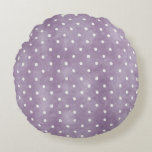 Cojín Redondo Lavender White Polka Dots Birthday<br><div class="desc">Lavender White Polka Dots Birthday</div>