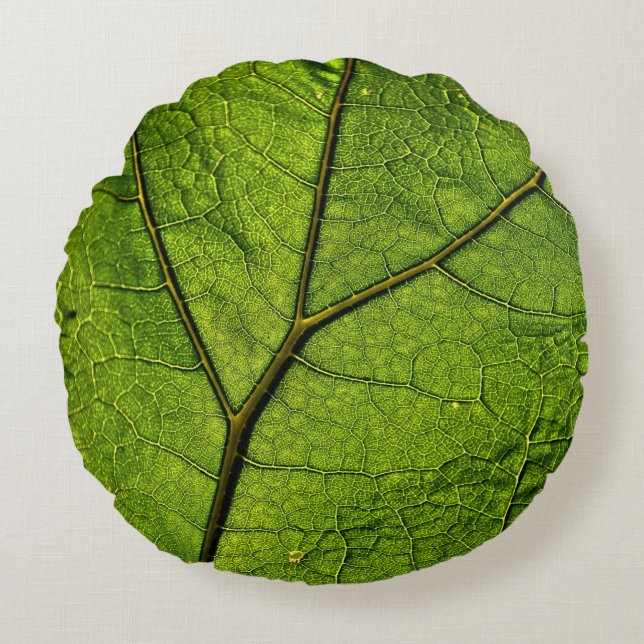 Cojín Redondo Leaf. Butterbur verde (Anverso)