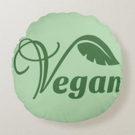Cojín Redondo Leaf del logotipo vegan
