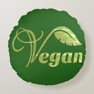 Cojín Redondo Leaf del logotipo vegan