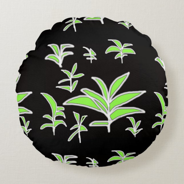 Cojín Redondo Leaf verde (Anverso)
