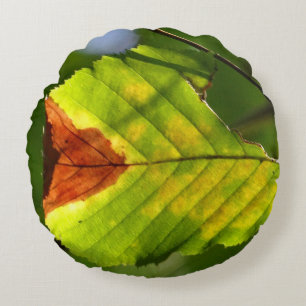 Cojín Redondo Leaf verde otoño