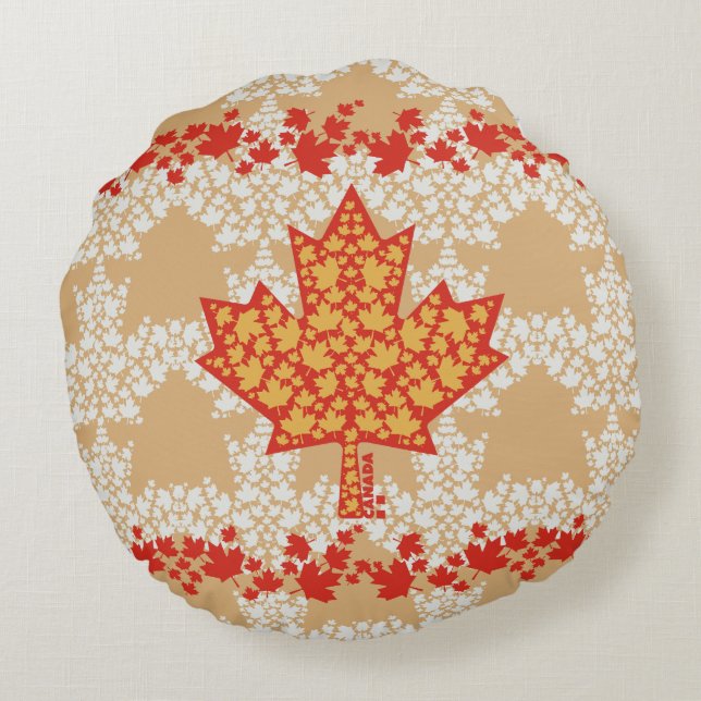 COJÍN REDONDO LEAVES ON LEAVES (CANADA FLAG) BY MASANSER (Reverso)