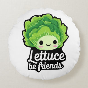Cojín Redondo Lechuga Kawaii Adorable – “Seamos amigos”