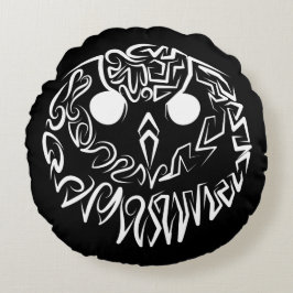 Cojín Redondo Lechuza Tribal Negra y Blanca