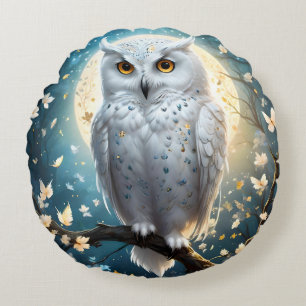 Cojín Redondo Lechuza Y Luna De Nieve Con Espuma,