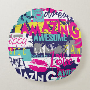 Cojín Redondo Lema brillante: la moda abstracta sin mar