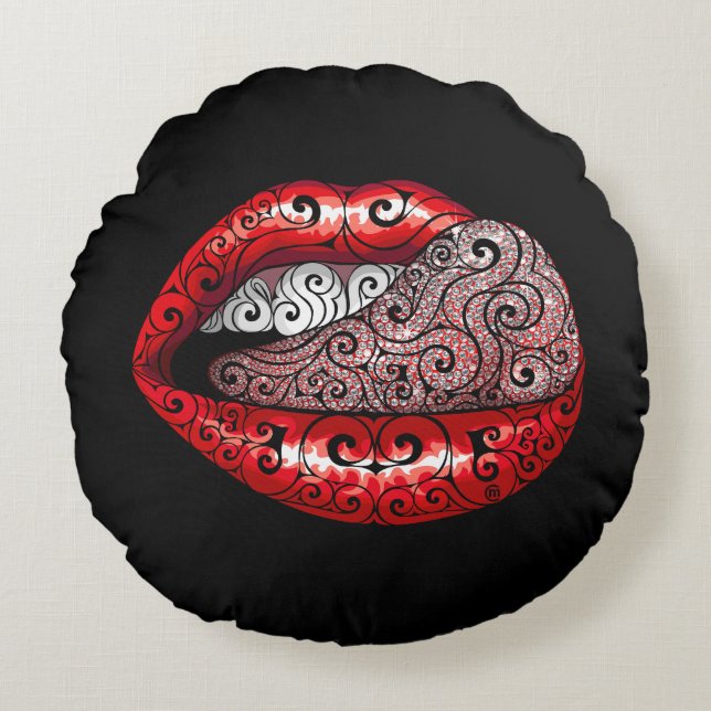 Cojín Redondo Lengua rápida y precisa (Anverso)