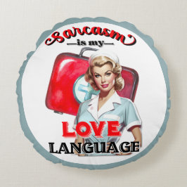 Cojín Redondo Lenguaje de amor para enfermera pequeña Pinup_