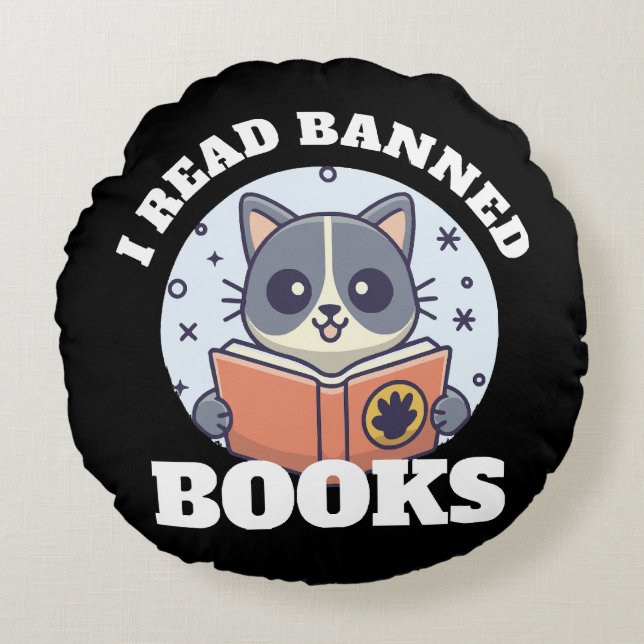 Cojín Redondo Leo libros prohibidos (Anverso)