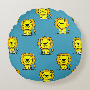 Cojín Redondo León azul lindo