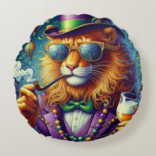 Cojín Redondo León/Louisiana Mardi Gras