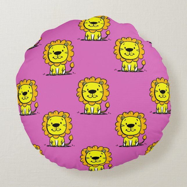 Cojín Redondo León rosado (Reverso)