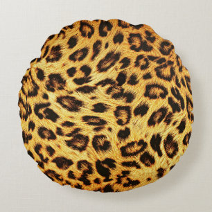 Cojín Redondo Leopard de moda: Patrón de diseño de piel.