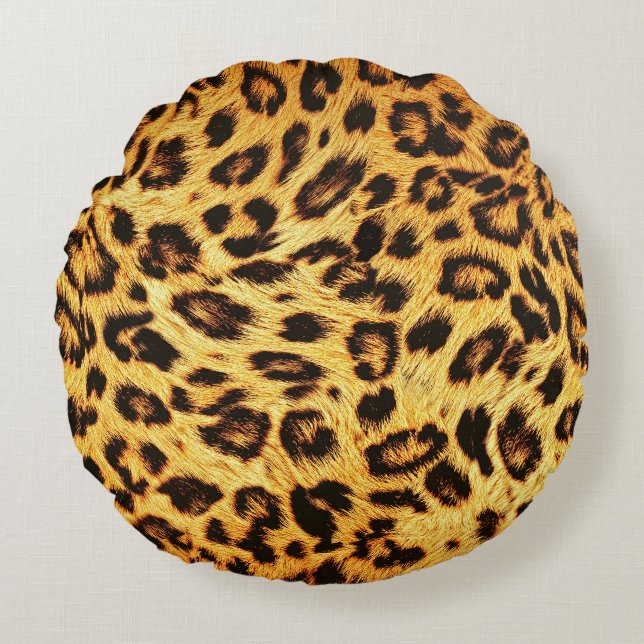 Cojín Redondo Leopard de moda: Patrón de diseño de piel. (Anverso)