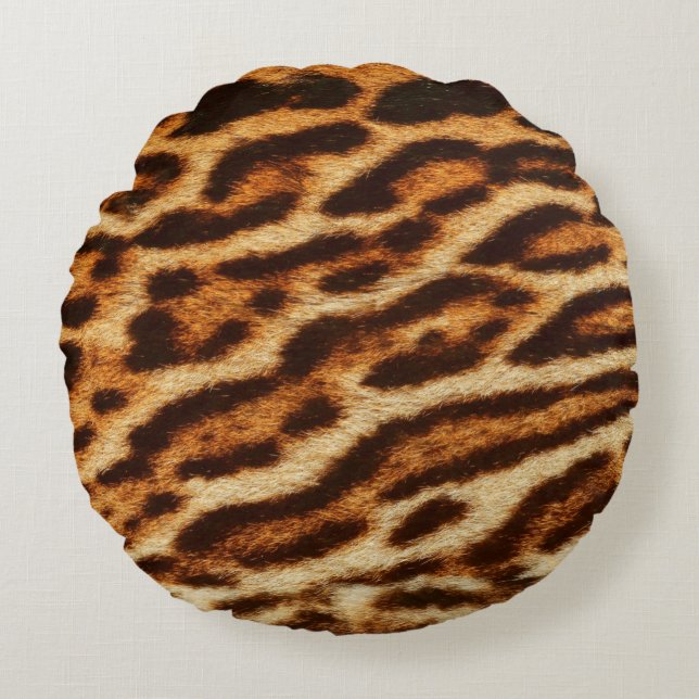 Cojín Redondo Leopard fur textures. Animal print (Anverso)