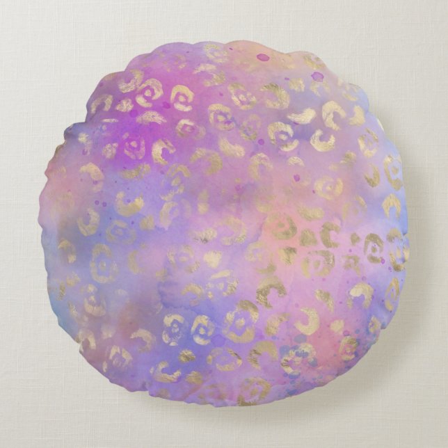 Cojín Redondo Leopard Paint Series Design 8 Pouf (Anverso)