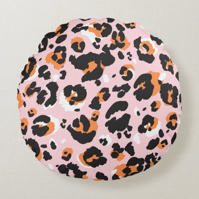 Cojín Redondo Leopard pattern seamless. Classic leo texture. Tre (Anverso)