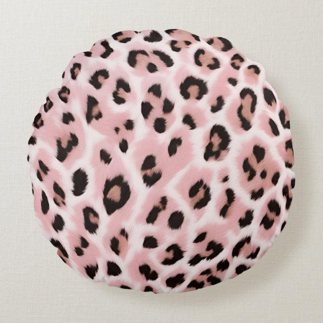 Cojín Redondo Leopard Print Pink Mauve (Anverso)