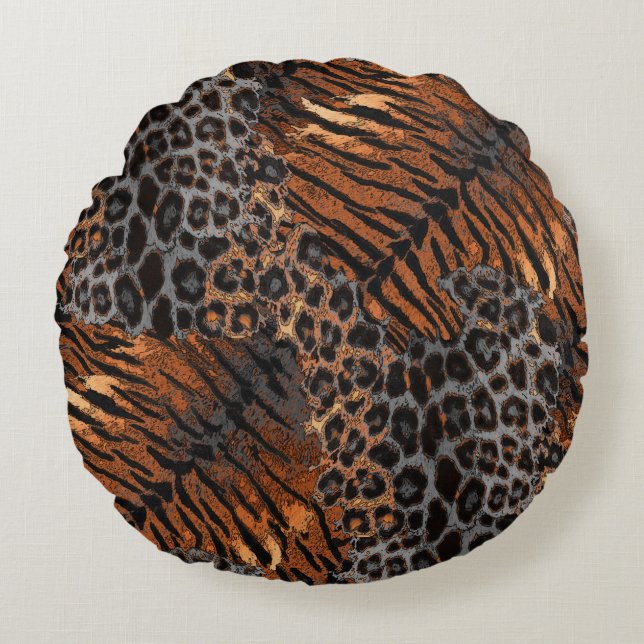 Cojín Redondo Leopard tiger skin trendy (Anverso)