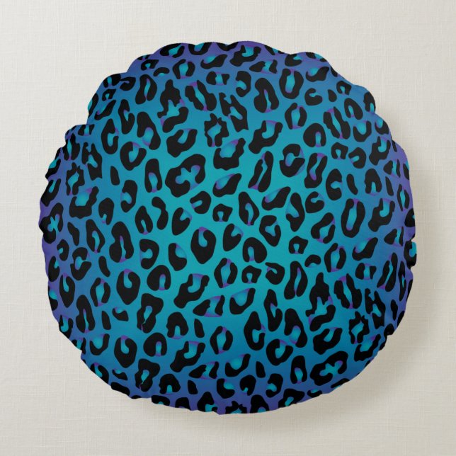 Cojín Redondo Leopardo Animal Print Stylish Purple Ombre (Anverso)