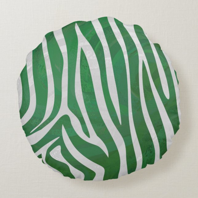 Cojín Redondo Leopardo Brown e impresión Verde azulada (Reverso)