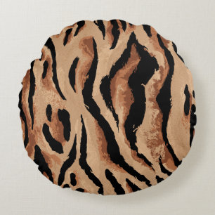 Cojín Redondo Leopardo del tigre: sin foco de piel animal