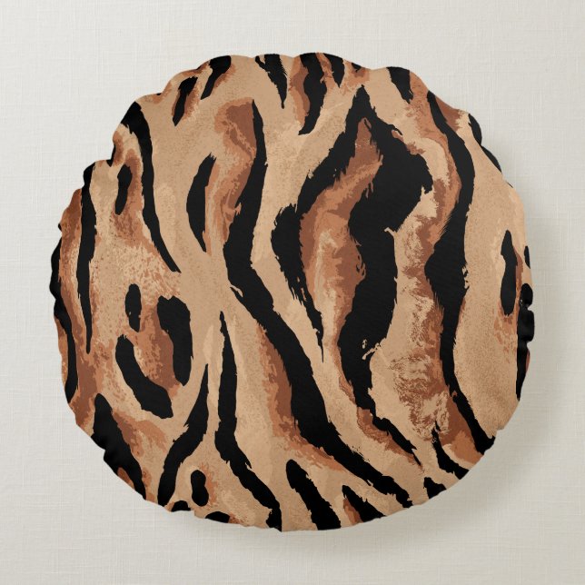 Cojín Redondo Leopardo del tigre: sin foco de piel animal (Anverso)