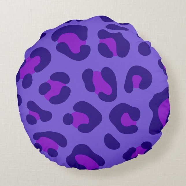 Cojín Redondo "Leopardo púrpura eléctrico" (Reverso)