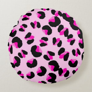 Cojín Redondo Leopardo rosa. Patrón de piel animal. Leopardo. Pa