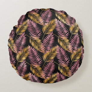 Cojín Redondo Leopardo rosa y dorado