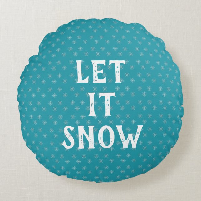 Cojín Redondo Let It Snow, Snowflake  (Anverso)