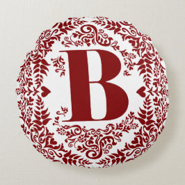 Cojín Redondo Letra B en el moderno y único borde floral del cor