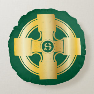 Cojín Redondo Letra Celta Cross Celtic Knot S Monograma